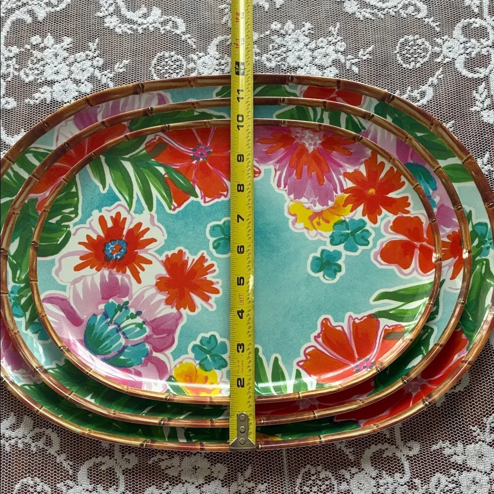 Sur La Table Hawaiian Hibiscus Melamine Oval Platter Set